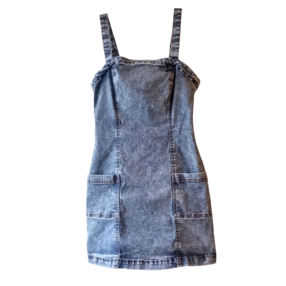 Aeropostale Denim Bodycon Zip Back A-Line Denim Dress Women Size Medium